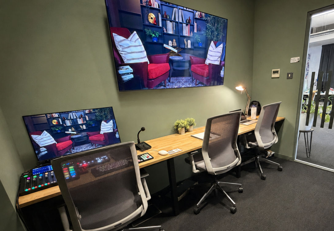 Separate podcast control room